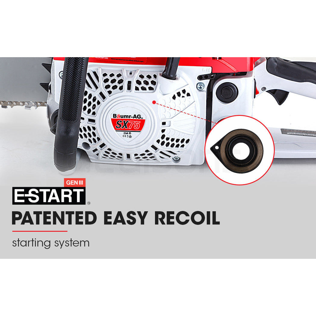 BAUMR-AG Commercial Petrol Chainsaw E-Start 22" Bar Chain Saw Tree Pruning Top Handle