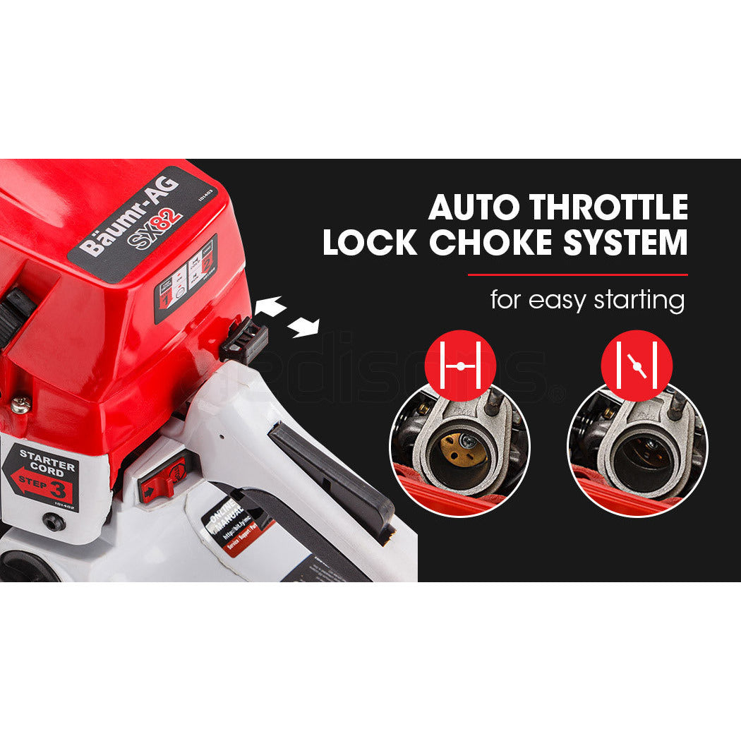 BAUMR-AG Commercial Petrol Chainsaw E-Start 24" Bar Chain Saw Top Handle Tree Pruning