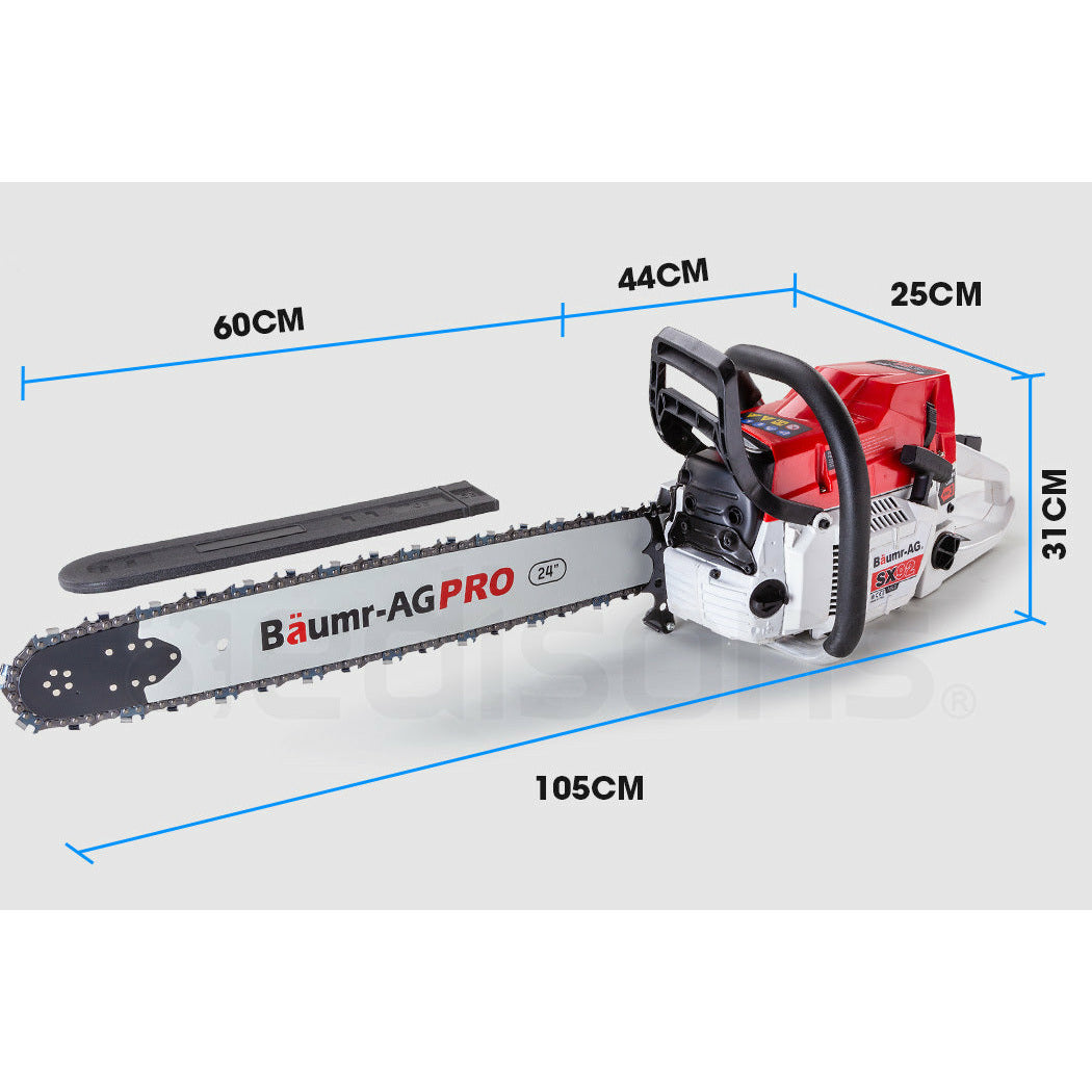 BAUMR-AG Petrol Commercial Chainsaw 24 Bar E-Start Chain Saw Top Handle Pruning