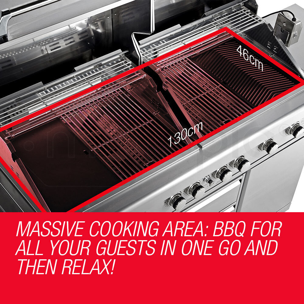 EuroGrille 9 Burner Outdoor BBQ Grill Barbeque Gas Stainless Steel Kitchen Commercial