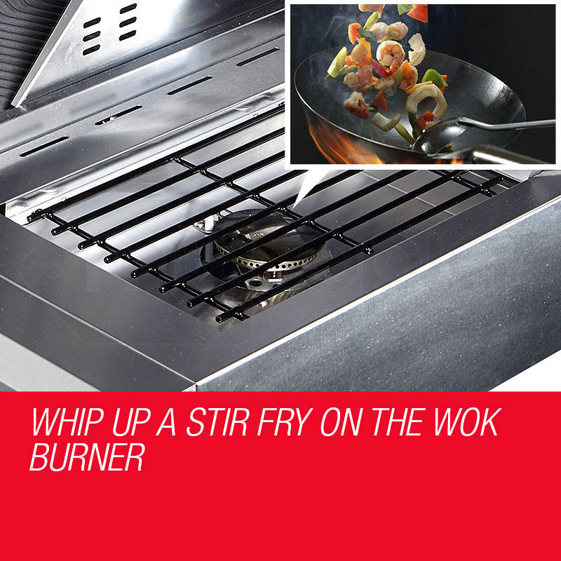 EuroGrille 5 Burner Outdoor BBQ Grill Barbeque Gas Stainless Steel Kitchen Commercial