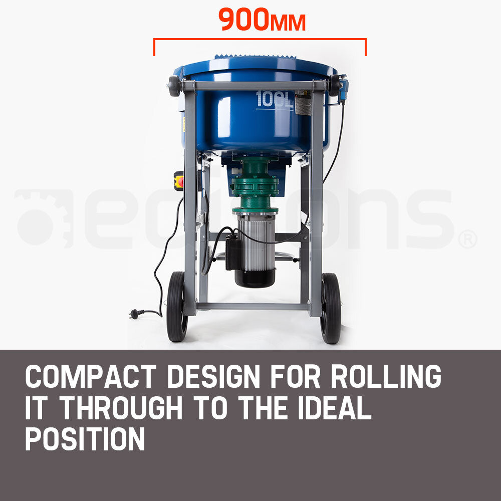 Baumr-AG 100L Portable Cement Concrete Mixer 1500W Electric Construction Sand Gravel Mortar