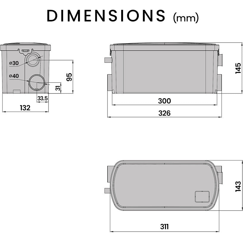 PROTEGE 2 Inlet Grey Water Pump for Bathroom Fixtures Shower Basin Bath