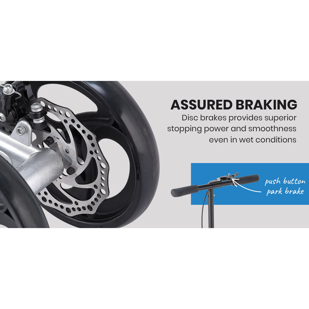 EQUIPMED Knee Walker Scooter, Suspension, Disc Brakes, Silver