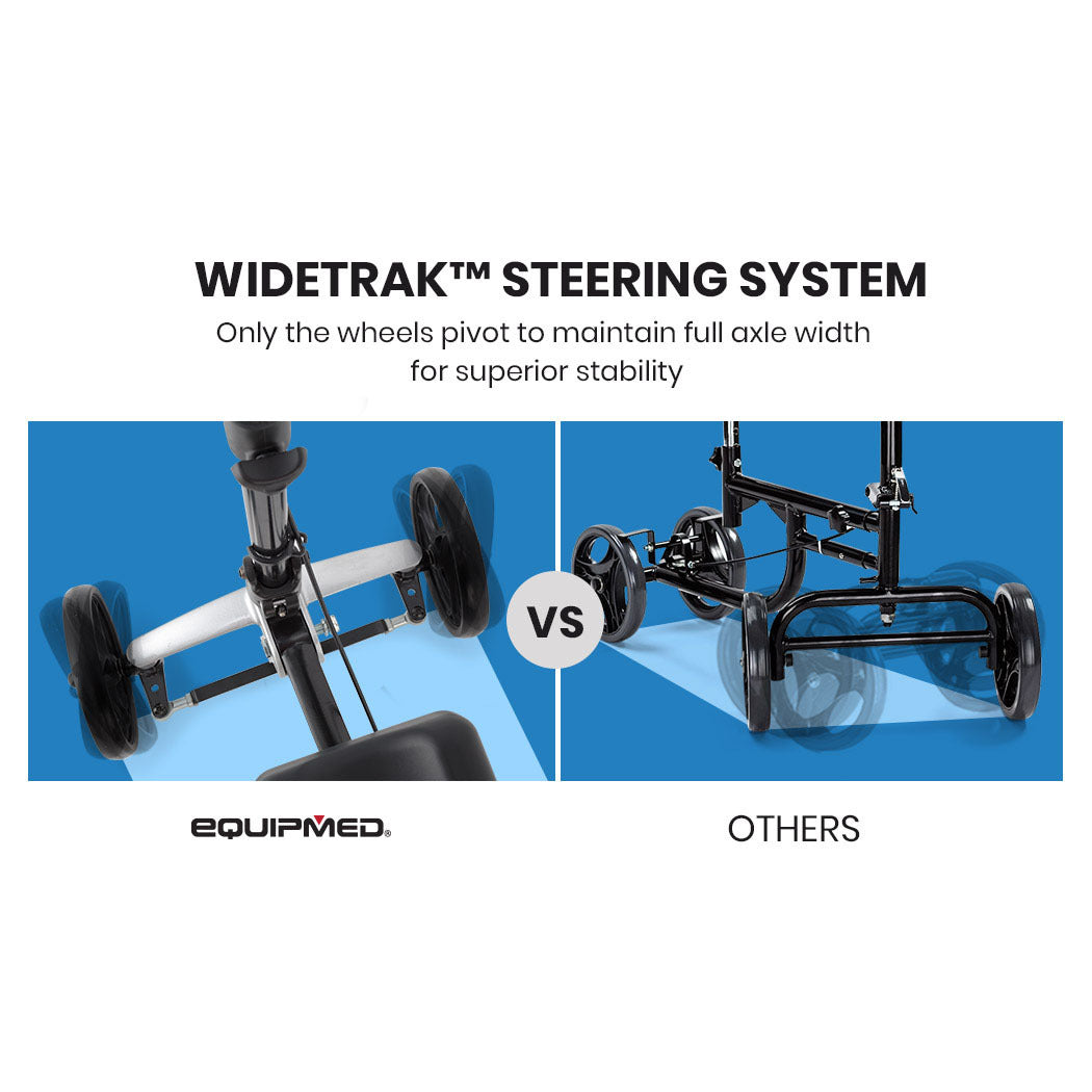 EQUIPMED Knee Walker Scooter, Suspension, Disc Brakes, Silver