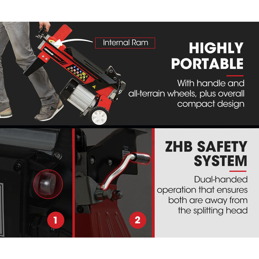 BAUMR-AG 6 Ton Electric Log Splitter 6T Hydraulic Firewood Wood Timber Block Cutter Small Machine