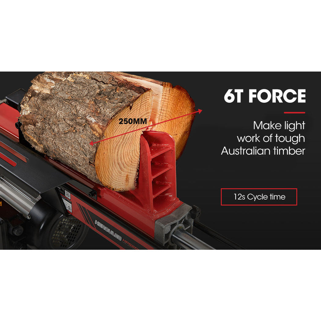 BAUMR-AG 6 Ton Electric Log Splitter 6T Hydraulic Firewood Wood Timber Block Cutter Small Machine