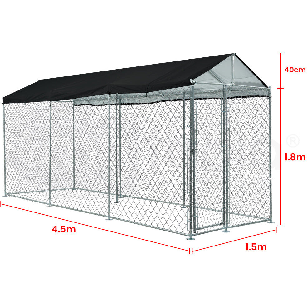 NEATAPET 4.5x1.5m Dog Enclosure Pet Playpen Outdoor Wire Cage Puppy Fence with Cover Shade