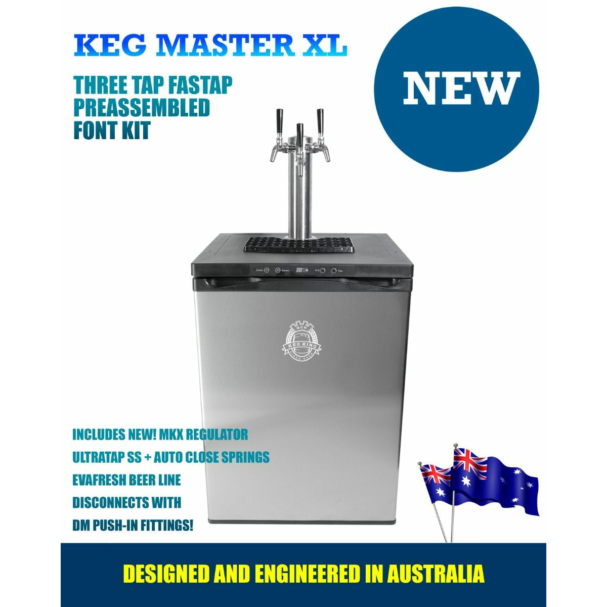 Beer Keg Fridge KegMaster Series XL Kegerator With Three Beer Taps