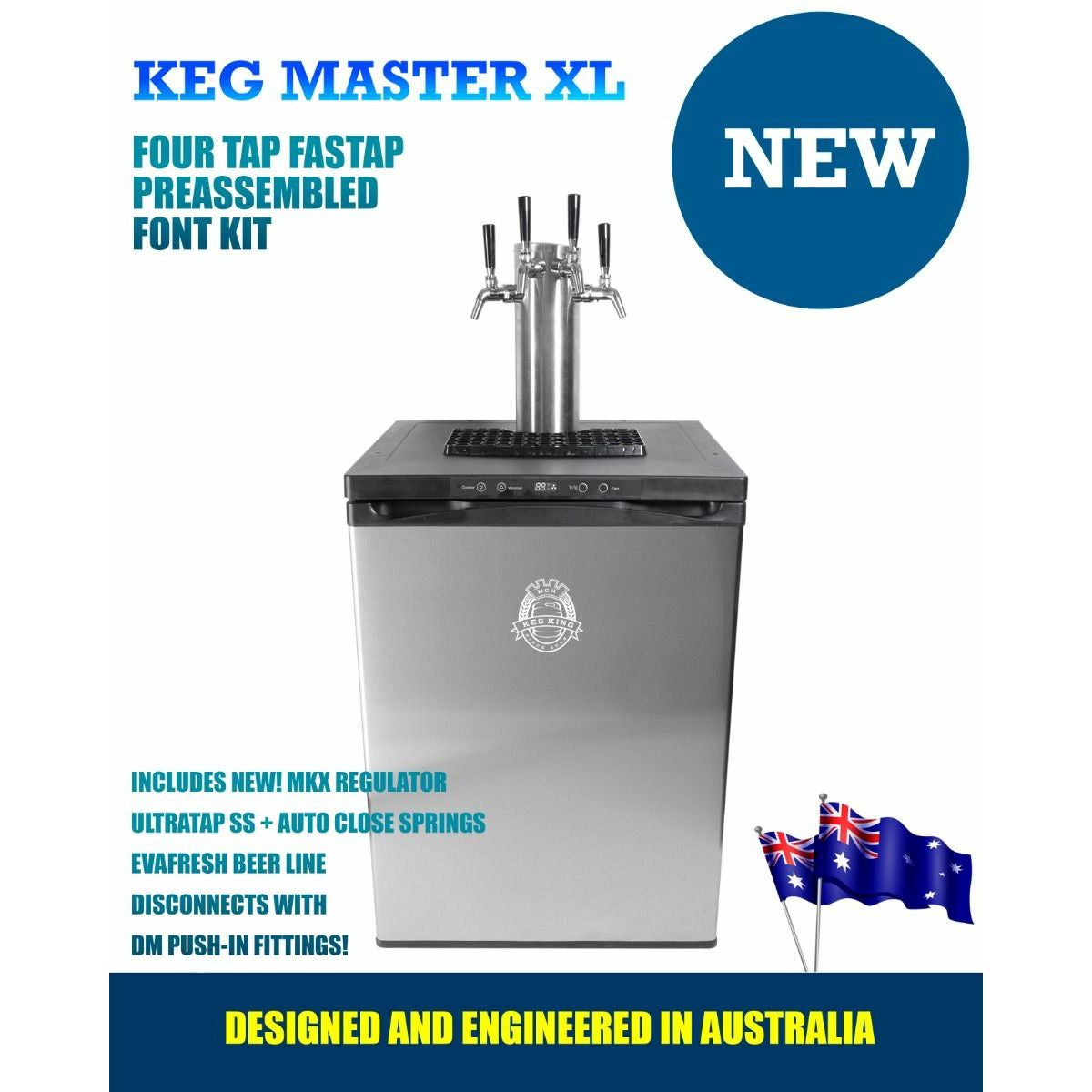 Beer Keg Fridge KegMaster Series XL Kegerator With Four Beer Taps