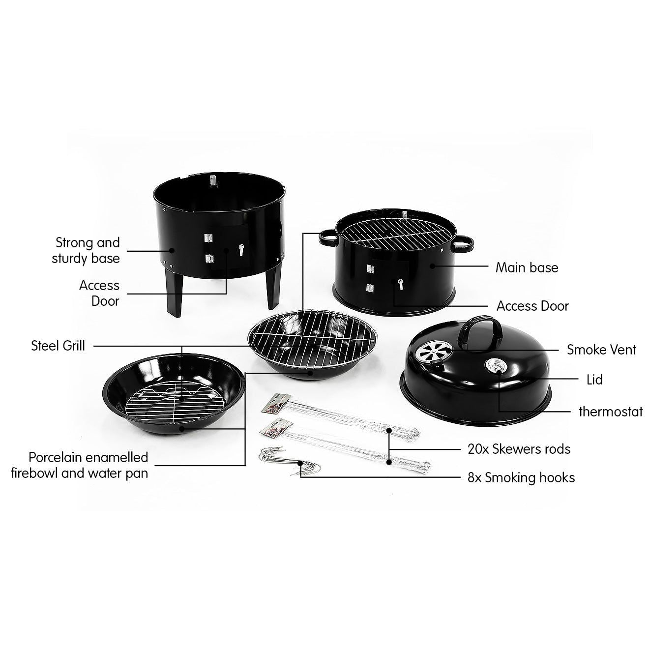 Wallaroo 3-in-1 Charcoal BBQ Smoker