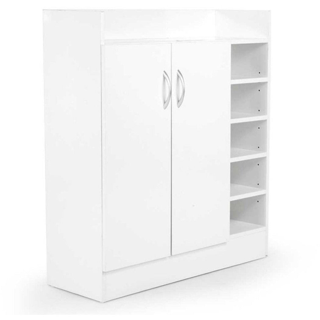 Sarantino New 21 Pairs Shoe Cabinet Rack Storage Organiser Shelf 2 Doors Cupboard White