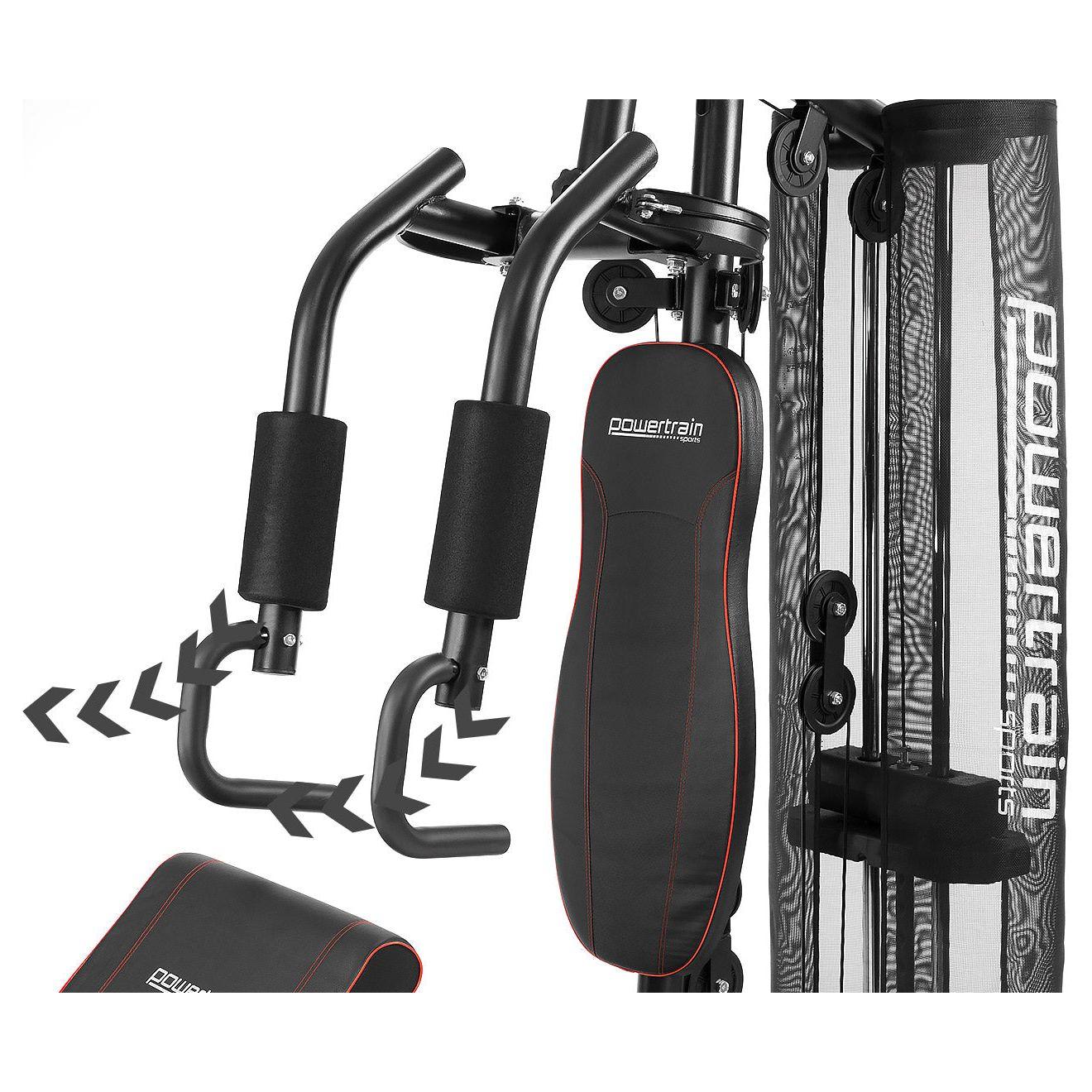 Powertrain Multi Station Home Gym With 68kg Weights Preacher Curl Pad