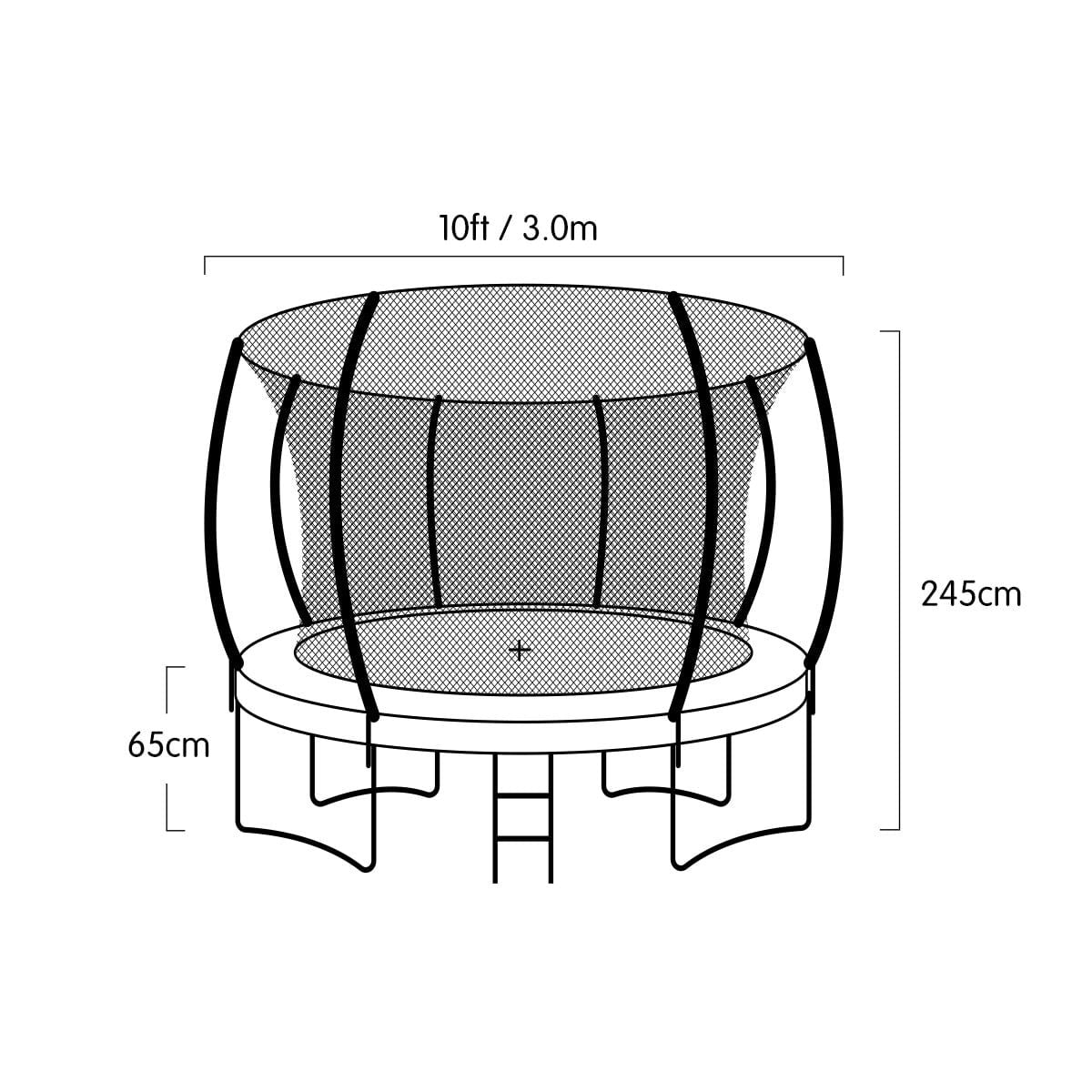 Kahuna 10ft Outdoor Trampoline With Safety Enclosure Pad Ladder Basketball Hoop Set Blue