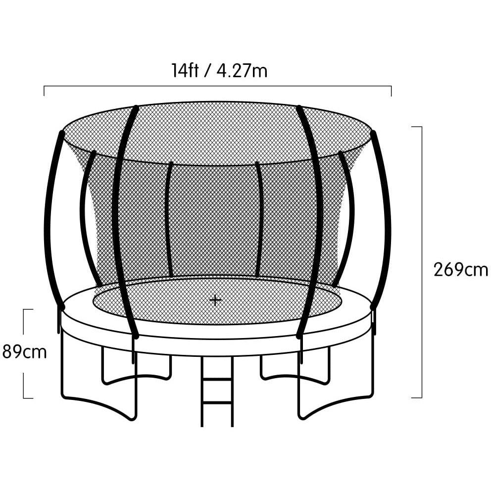 Kahuna 14ft Trampoline Free Ladder Spring Mat Net Safety Pad Cover Round Enclosure - Pink