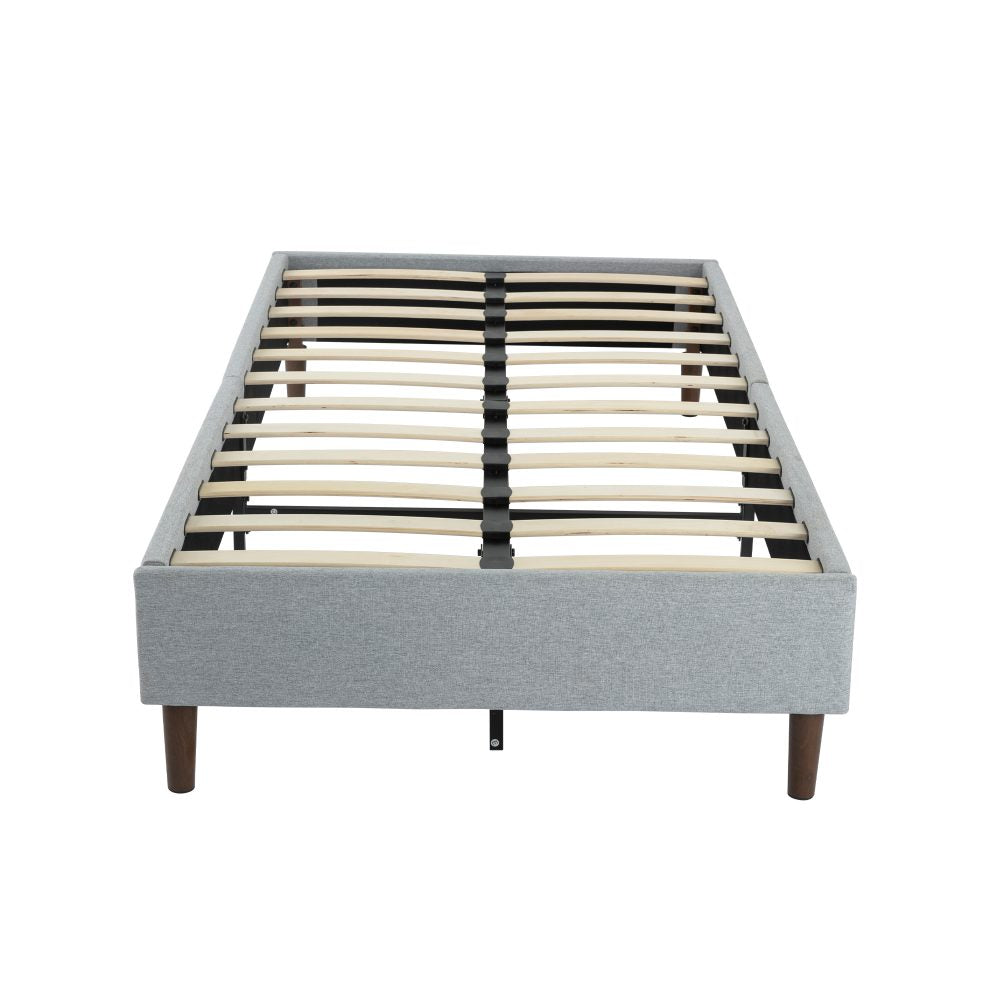 Bedframe with Wooden Slats (Light Grey) – Queen