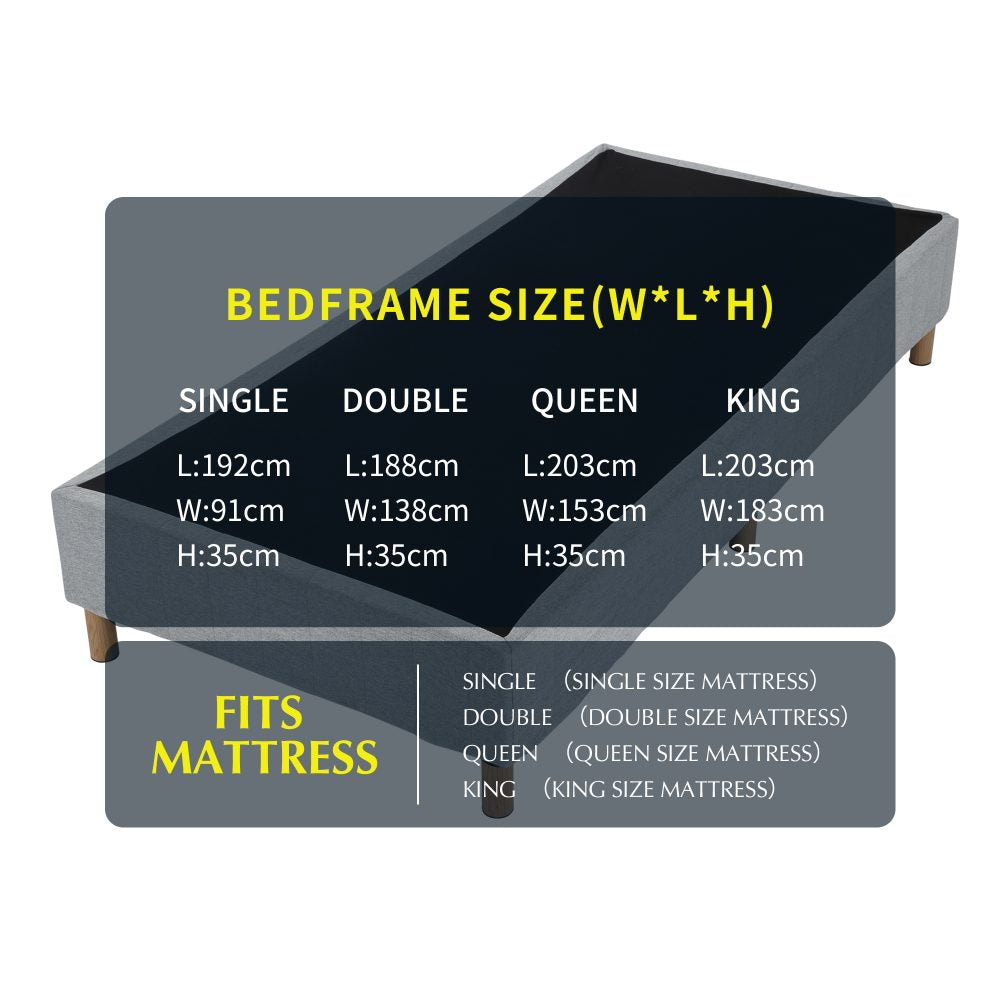 Metal Bedframe Mattress Foundation (Dark Grey) – King