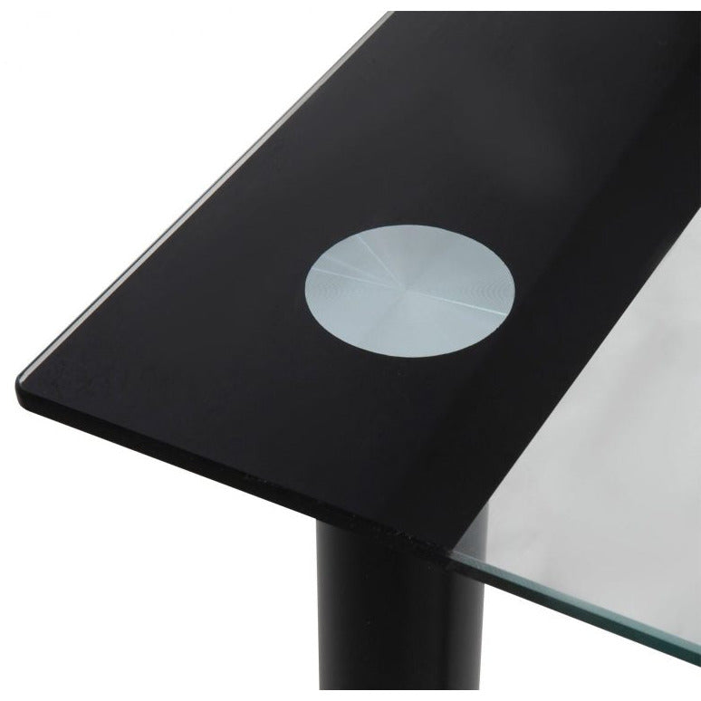 5PC Indoor Dining Table and Chairs Dinner Set Glass Leather Kitchen-Mix Black