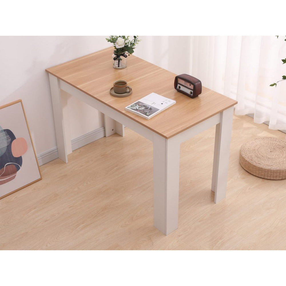 Dining Table Rectangular Wooden 120M-Wood & White