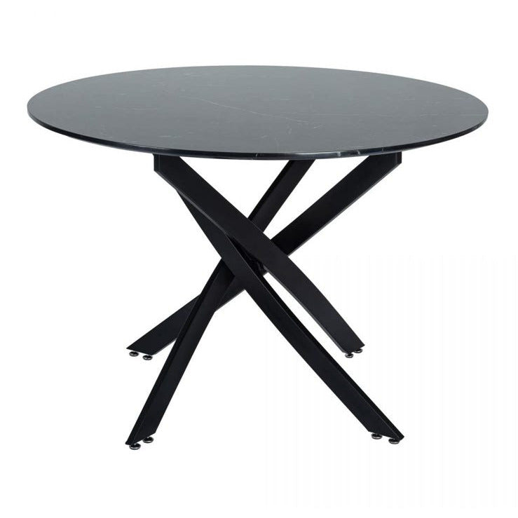 Round Marble-Effect Table - Black