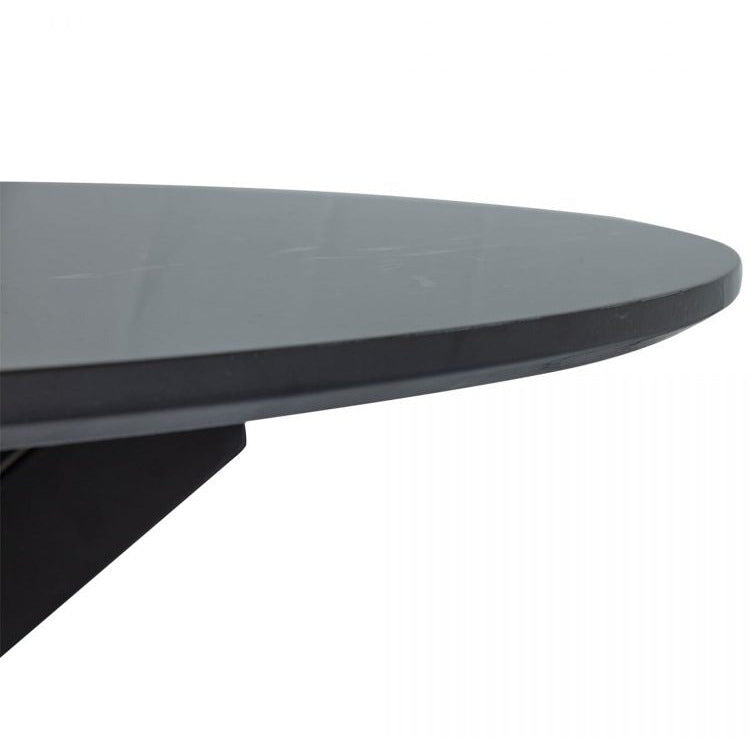 Round Marble-Effect Table - Black