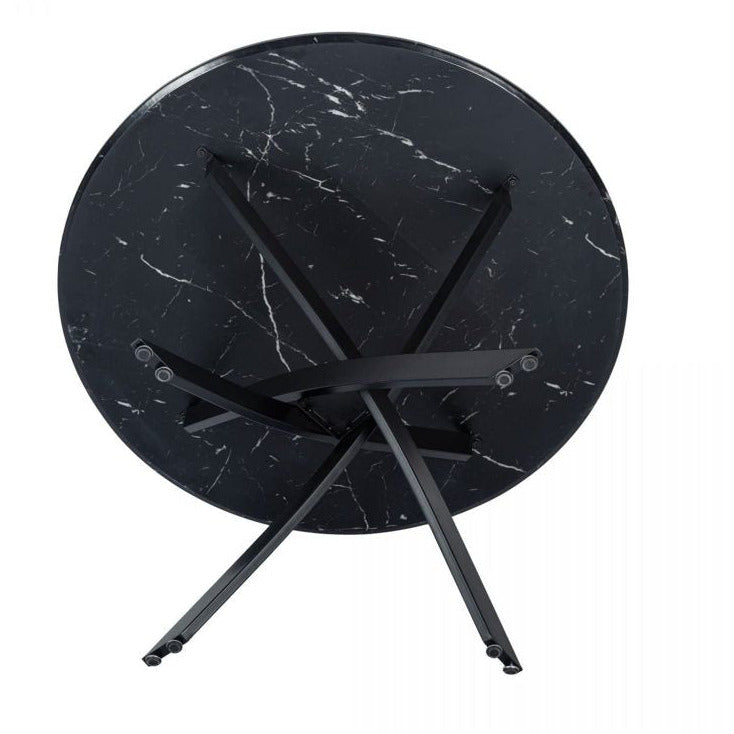 Round Marble-Effect Table - Black