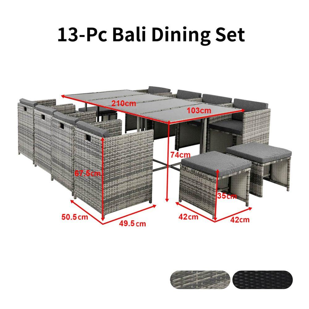 Bali 13PC Outdoor Dining Set - Grey