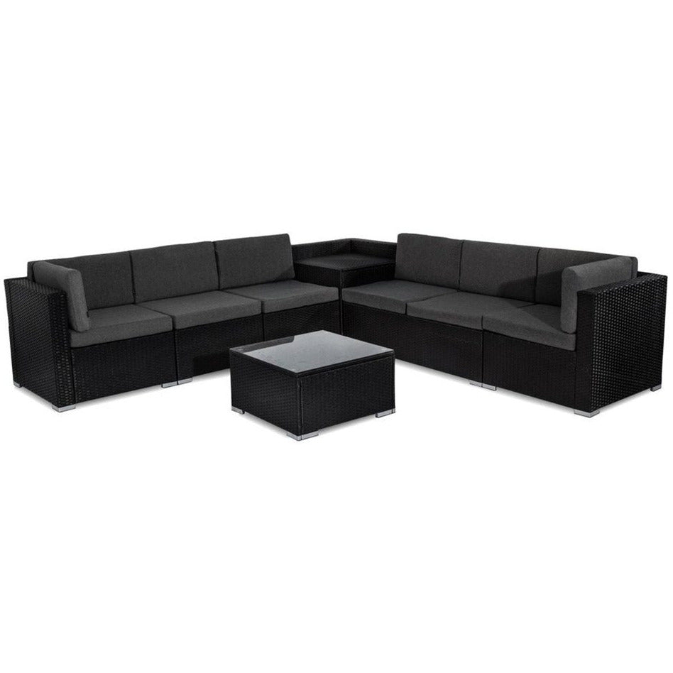 8PCS Outdoor Furniture Modular Lounge Sofa Lizard - Black