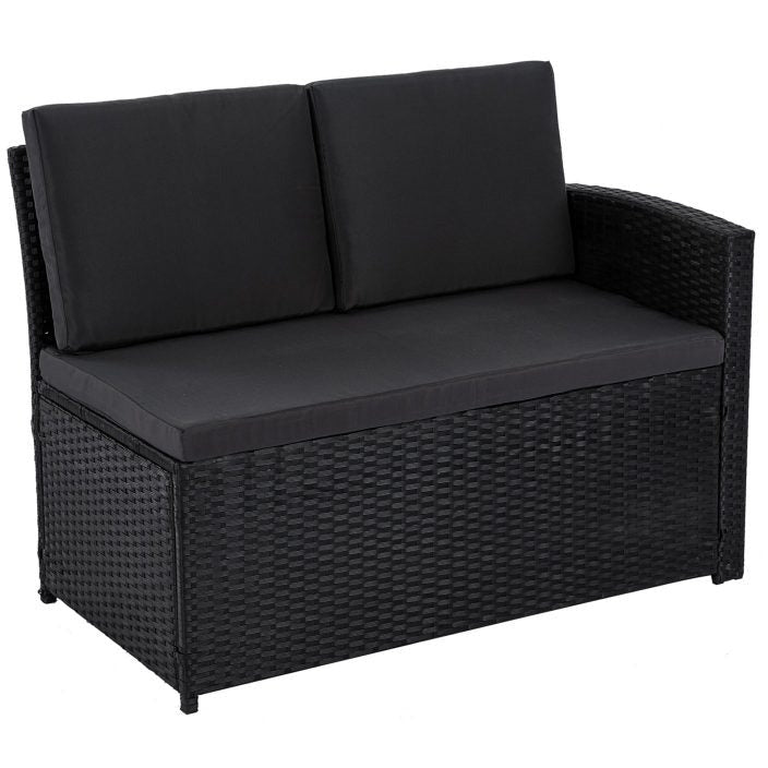 Ella 8-Seater Modular Outdoor Garden Lounge and Dining Set with Table and Stools in Black