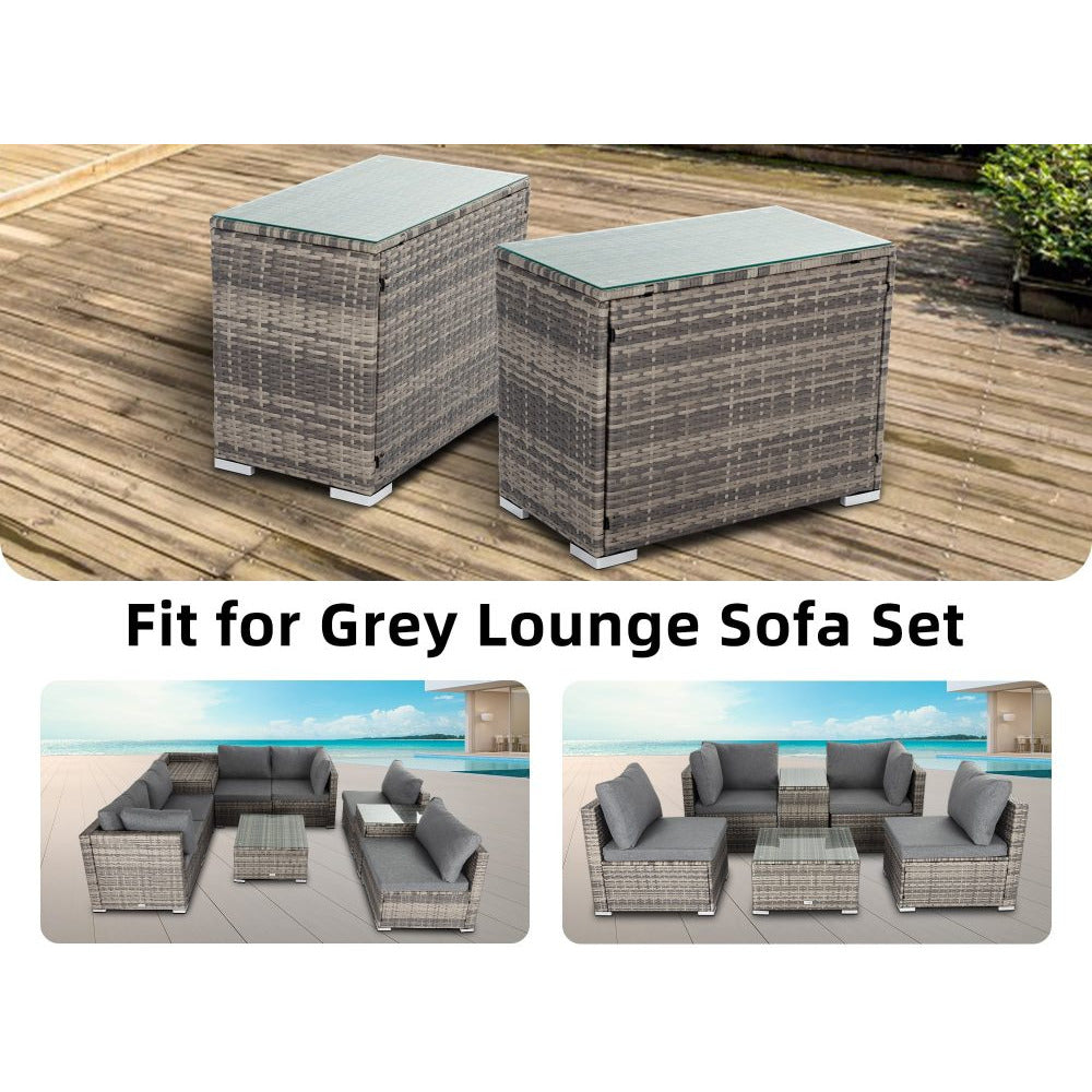 Outdoor Wicker End Table Grey
