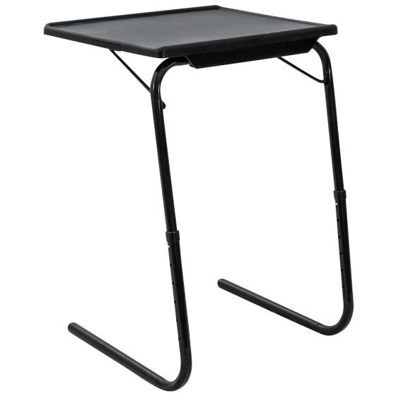 Foldable Table Adjustable Tray Laptop Desk with Removable Cup Holder-Black