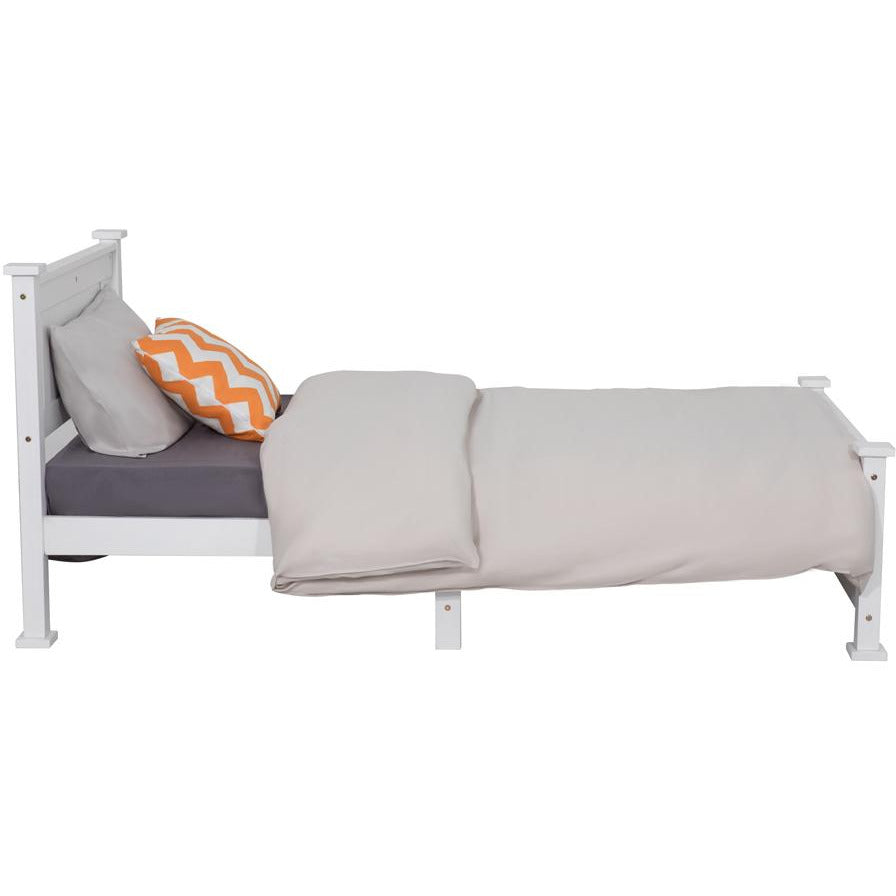 King Single Solid Pine Timber Bed Frame – White