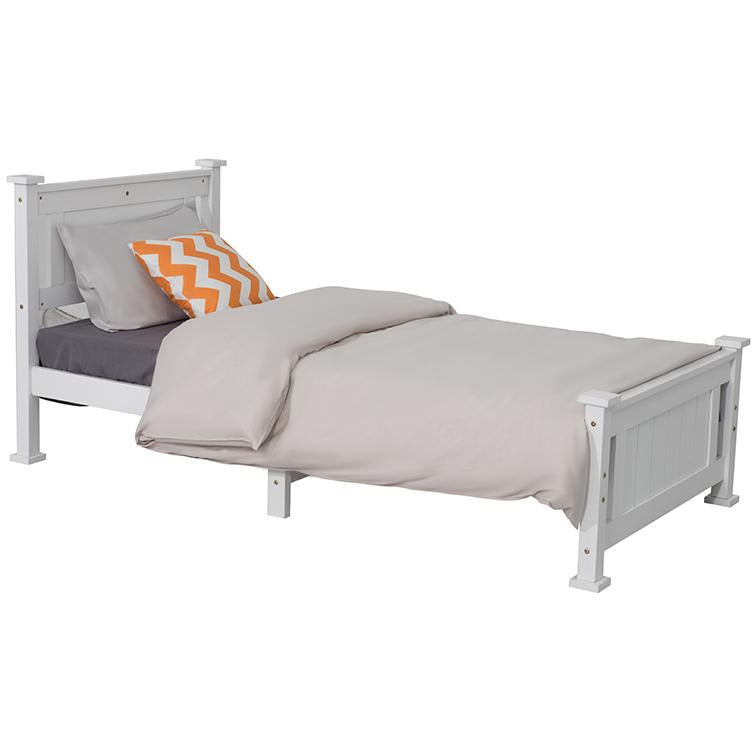 King Single Solid Pine Timber Bed Frame – White