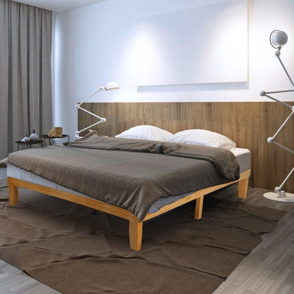 Warm Wooden Natural Bed Base Frame – King Single