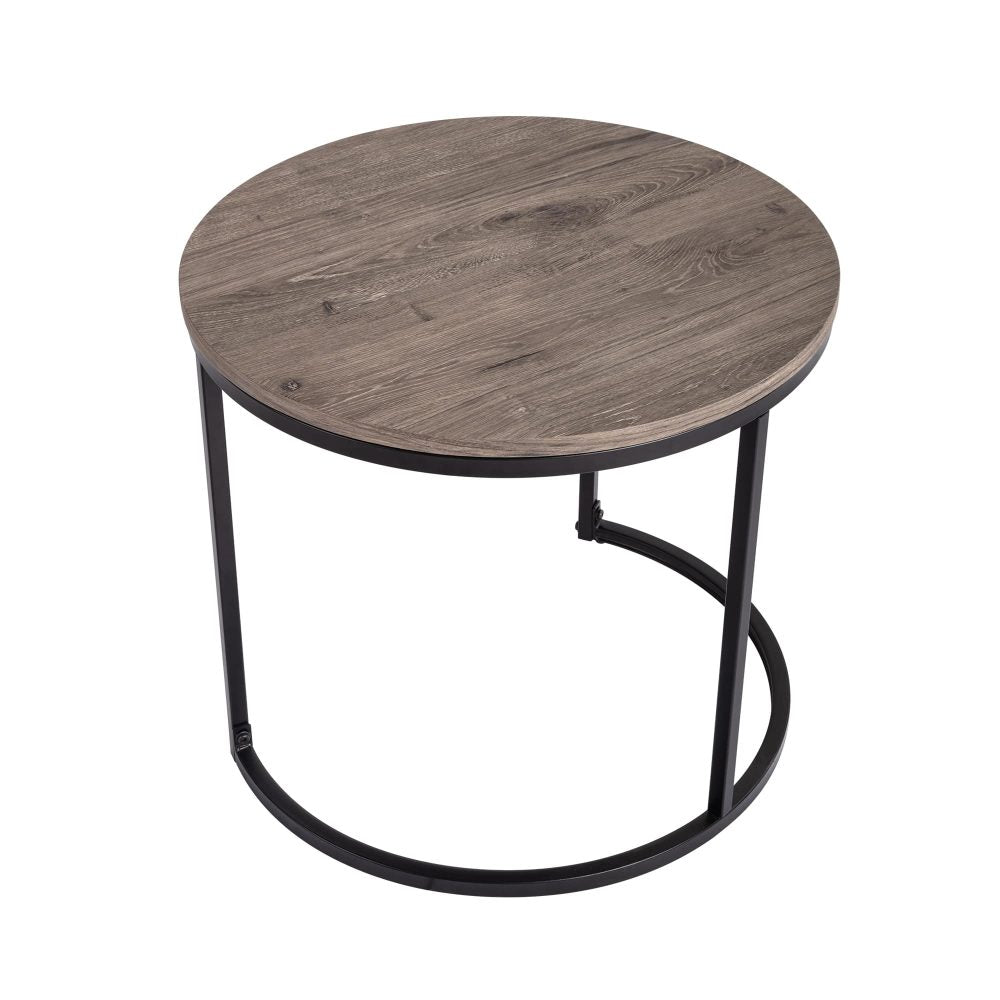 2 Piece Nesting Coffee Tables Set Dark Grey
