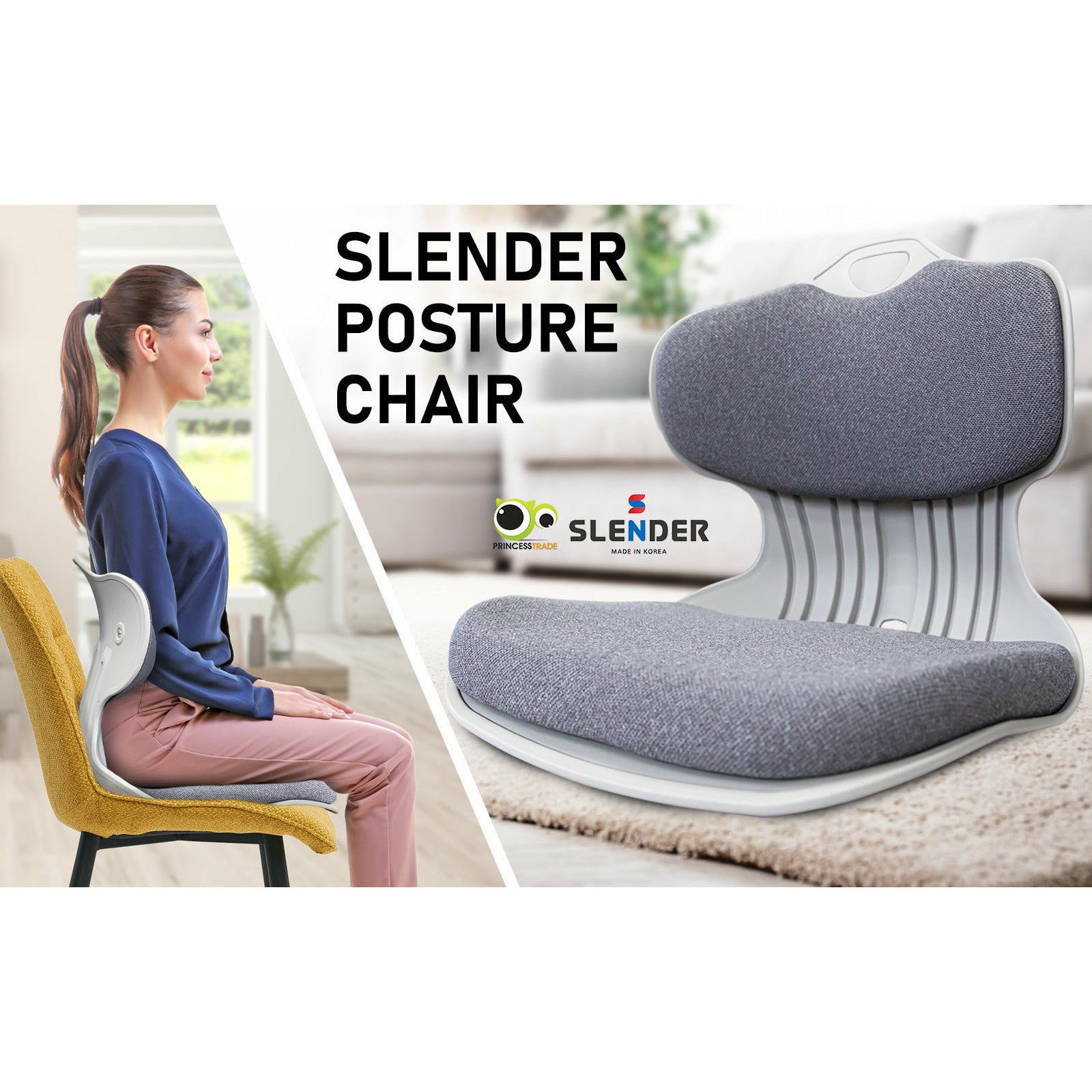 Samgong Grey Slender Chair Posture Correction Seat Floor Lounge Stackable
