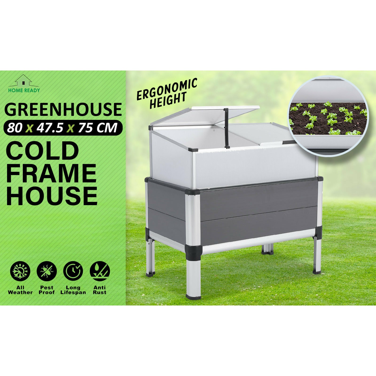 Home Ready Cold Frame Greenhouse Cover Raised Garden Bed Stand Planter