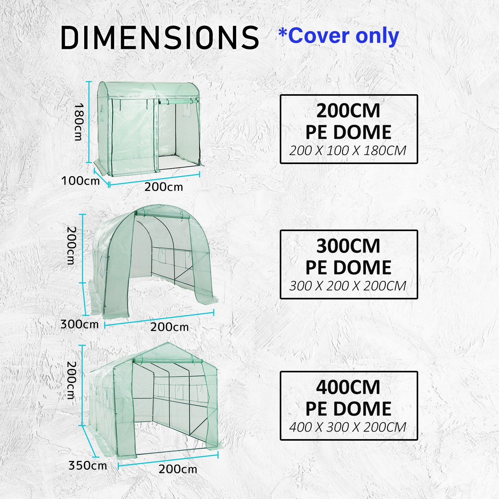 Home Ready Dome 200cm Garden Greenhouse Shed PE Cover Only