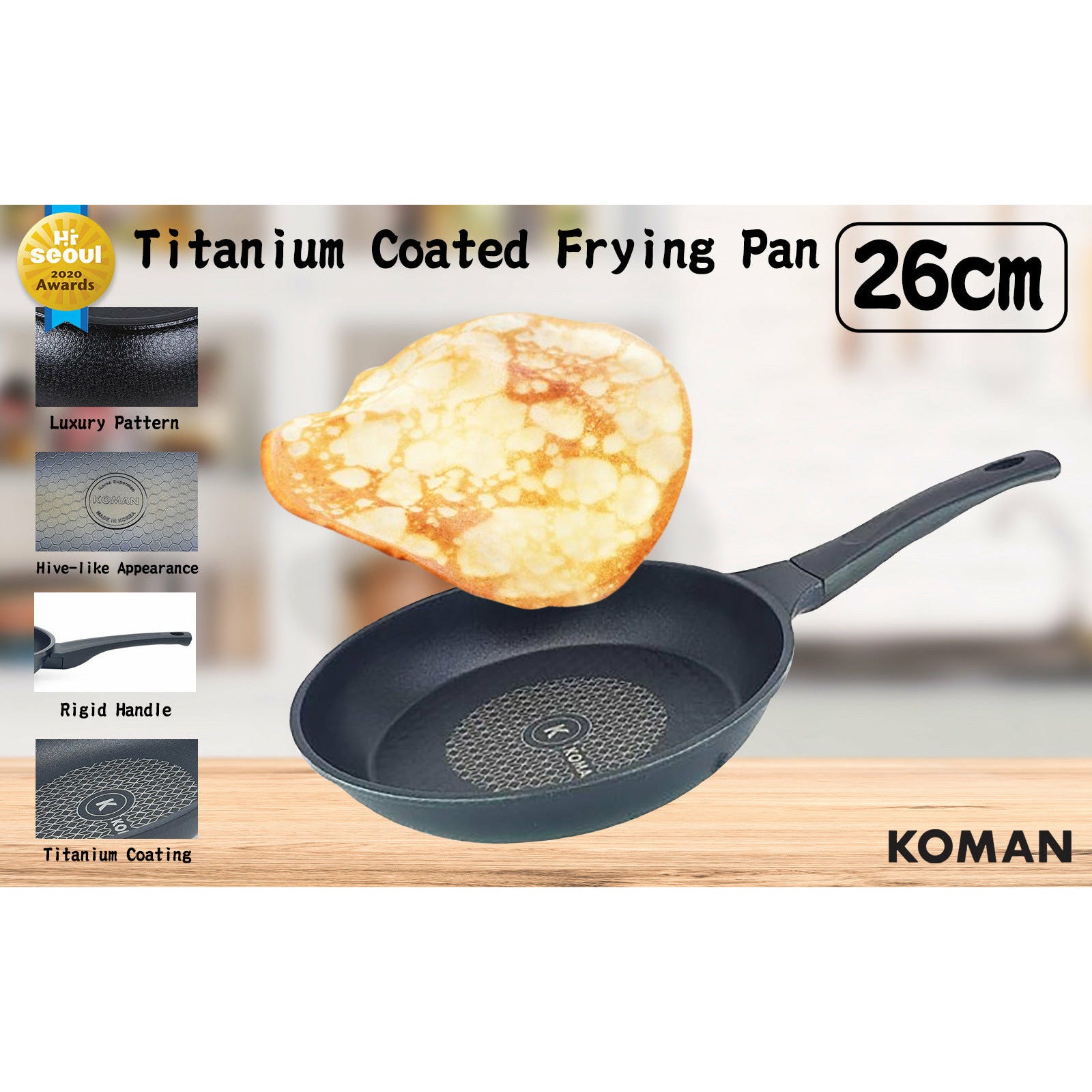 KOMAN 26cm Titanium Coating Frying Pan Non-Stick