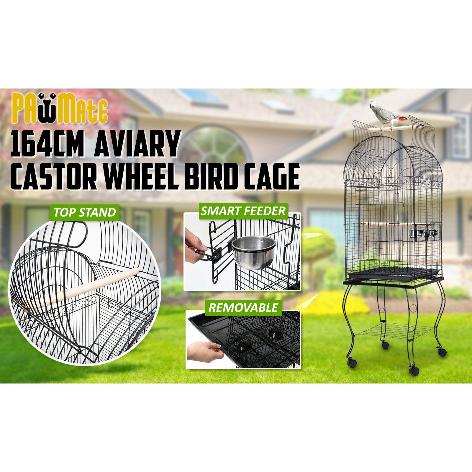 Paw Mate Bird Cage Parrot Aviary Soprano 164cm