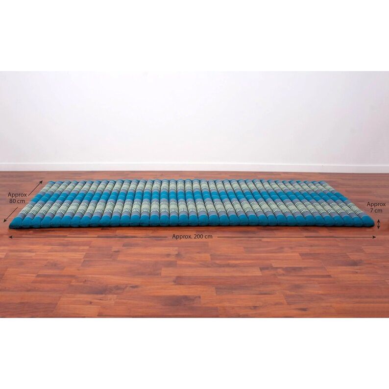 Day bed Roll Out Mattress XL Large Foldout Mat relaxation day bed camping or Yoga Matt Natural Kapok Filled BLUE
