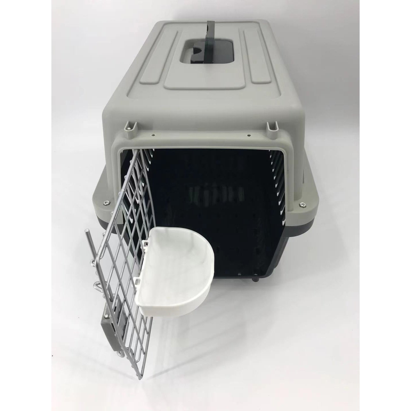 Medium Dog Cat Crate Pet Carrier Airline Cage With Bowl & Tray-Black