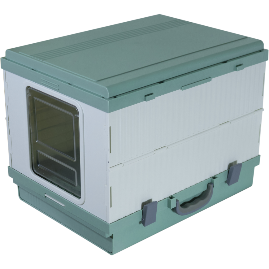 XL Portable Cat Toilet Litter Box Tray Foldable House with Handle and Scoop Green