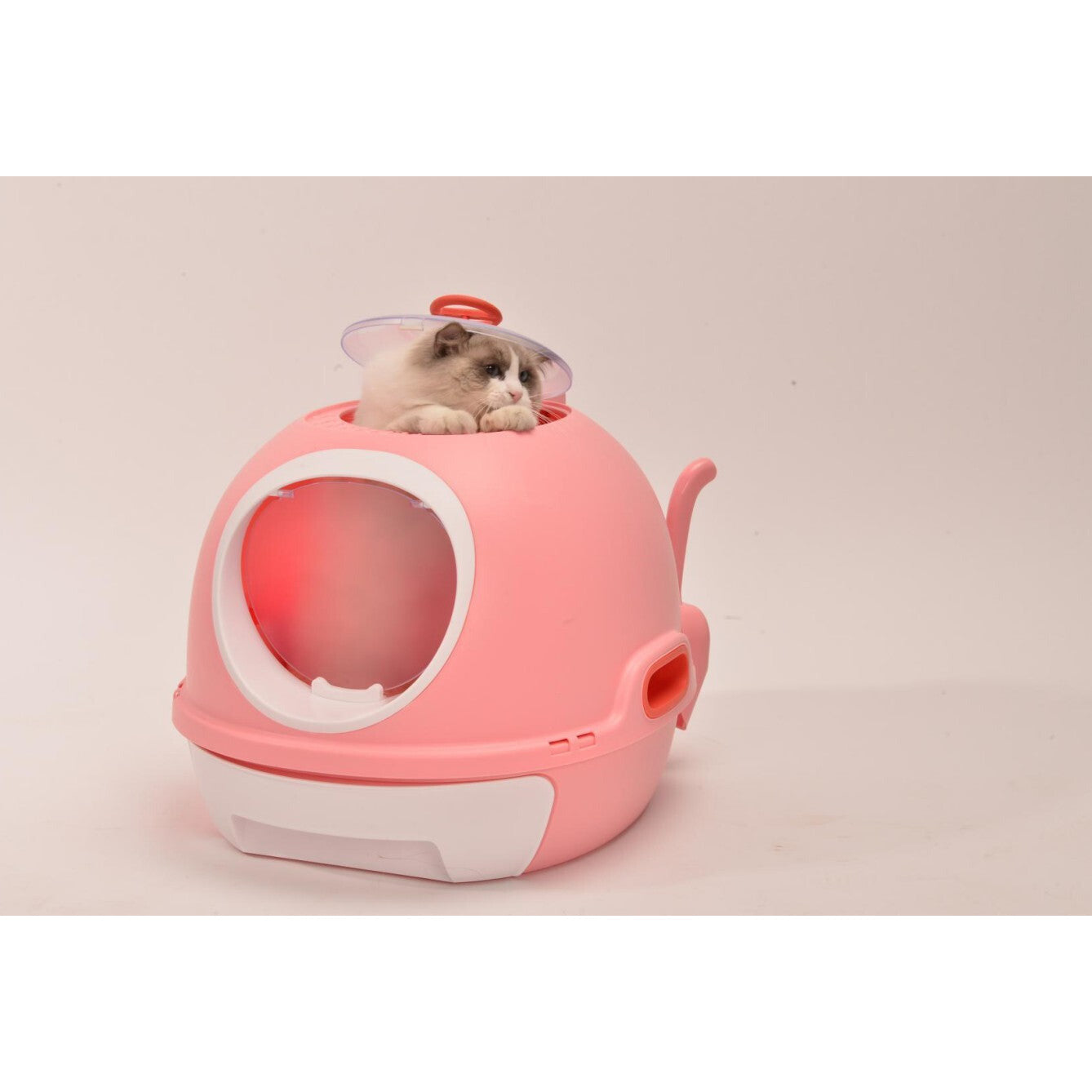 Hooded Cat Toilet Litter Box Tray House With Drawer & Scoop Pink