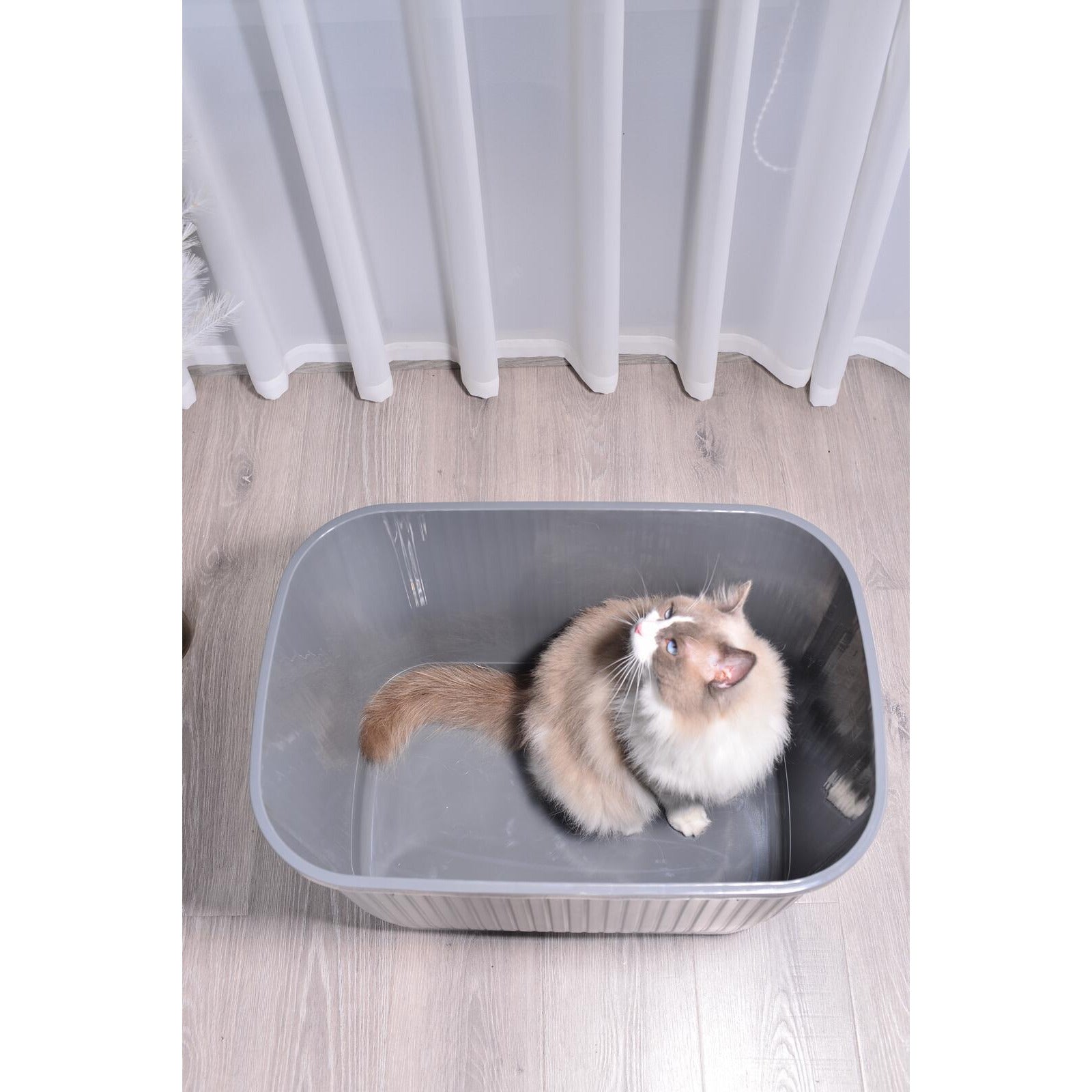 XXL Top Entry Cat Litter Box No Mess Large Enclosed Covered Kitty Tray Grey