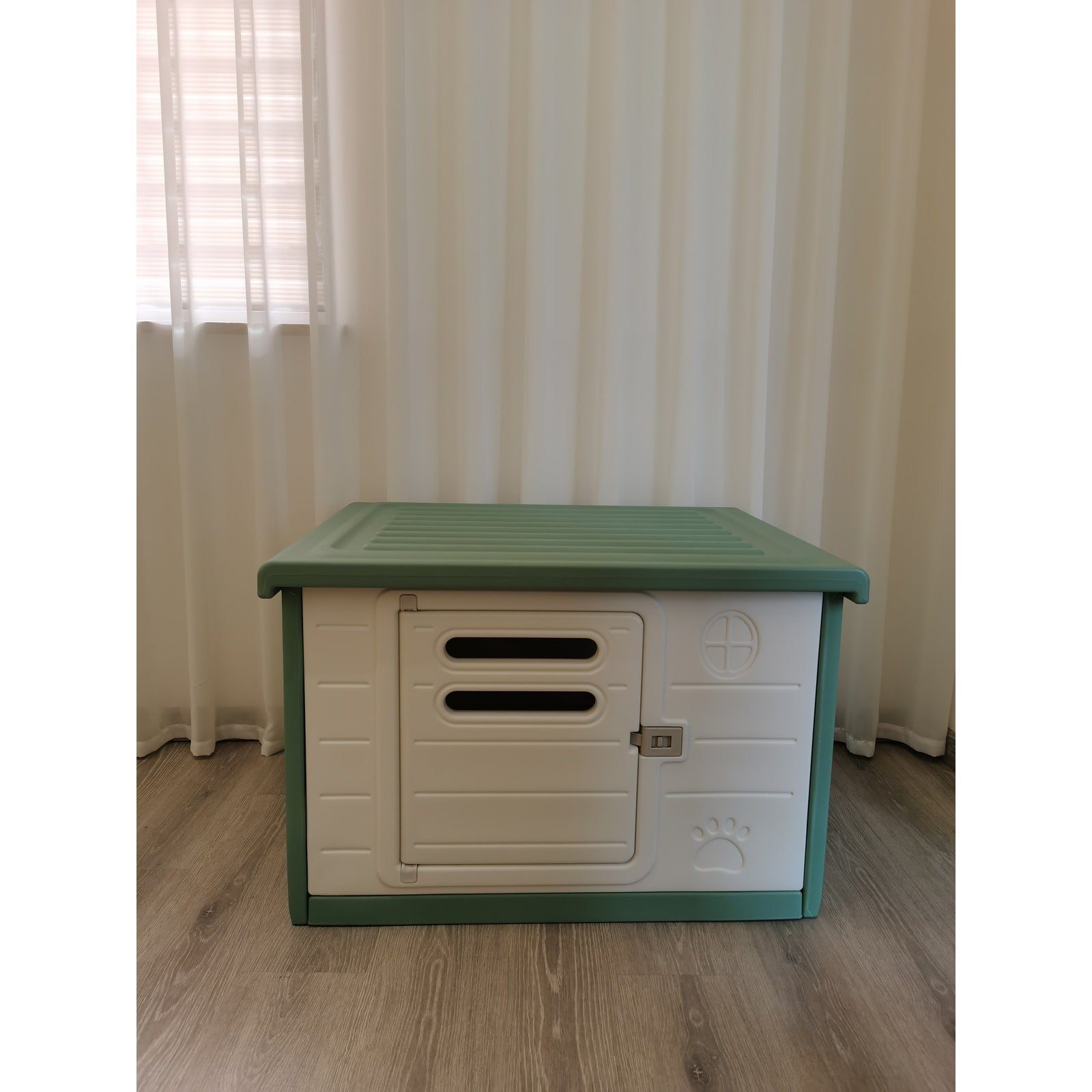 Medium Plastic Pet Dog Puppy Cat House Kennel Green