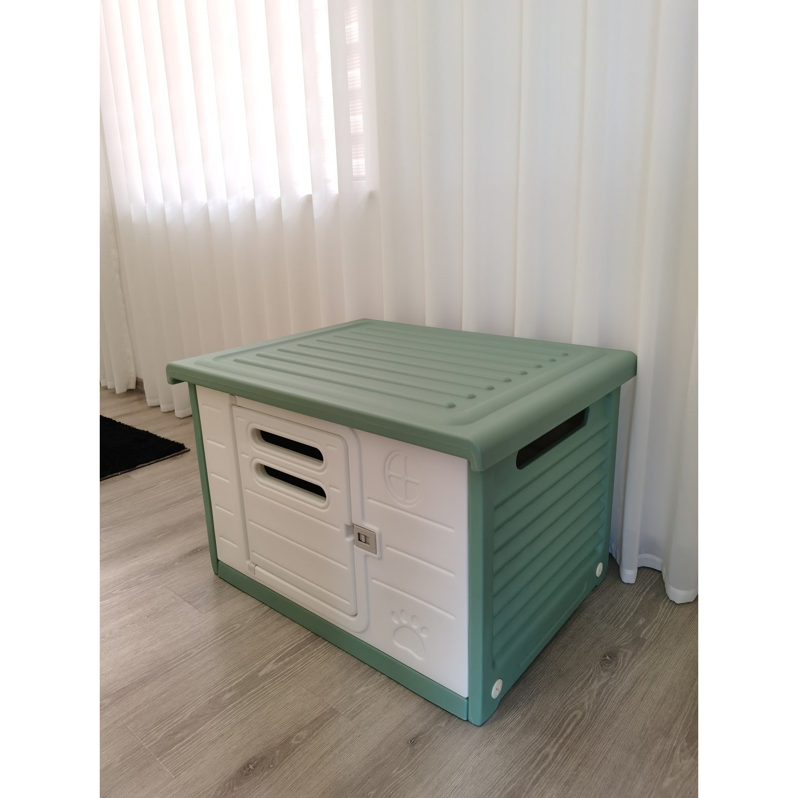 Medium Plastic Pet Dog Puppy Cat House Kennel Green