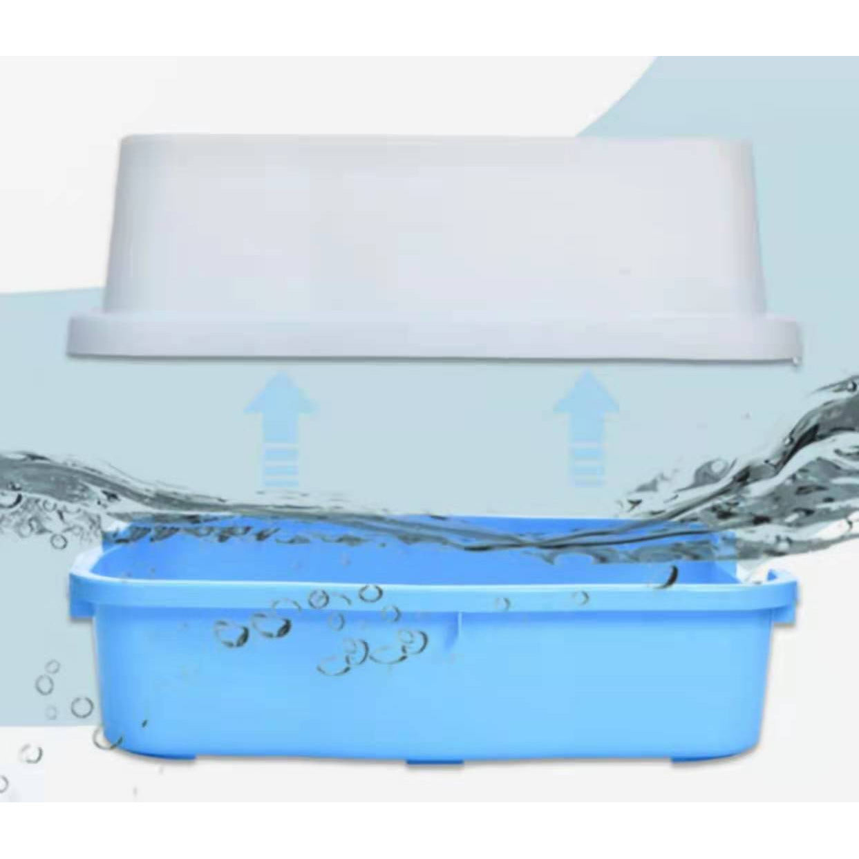 Large Deep Cat Kitty Litter Tray High Wall Pet Toilet Tray With Scoop Blue