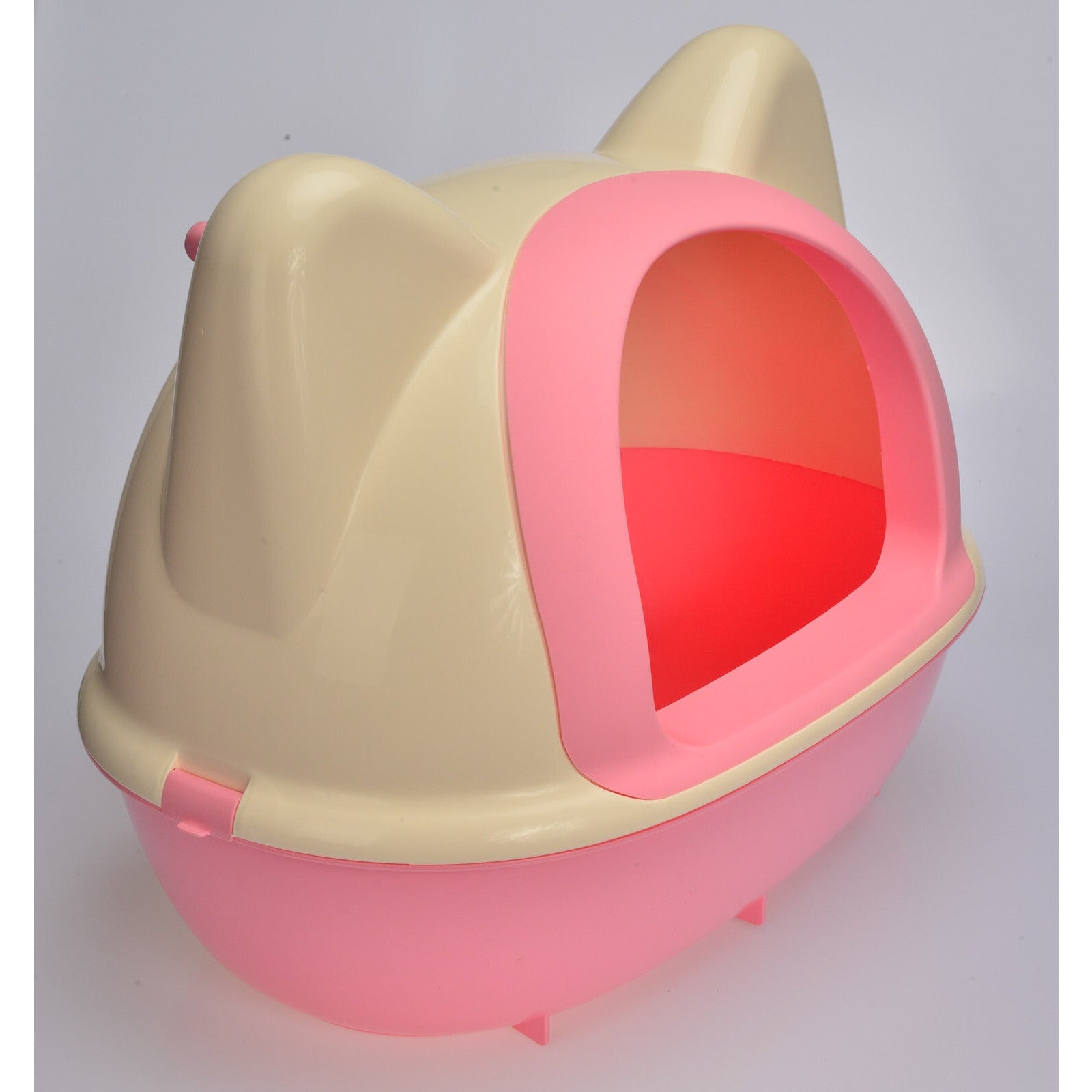 Large Hooded Cat Toilet Litter Box Tray House With Scoop Pink