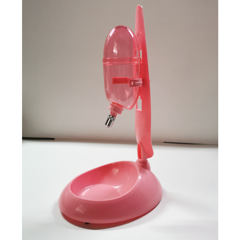 Dog Cat Guinea Pig Water Food Feeder Rabbit Bowl Dispenser Bottle-Pink